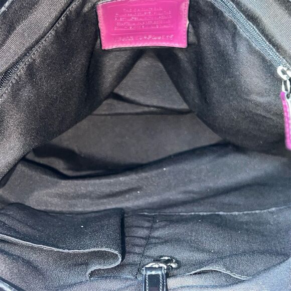 Coach Signature Wool Striped North South Charcoal Berry/Gray Tote - Picture 6 of 11